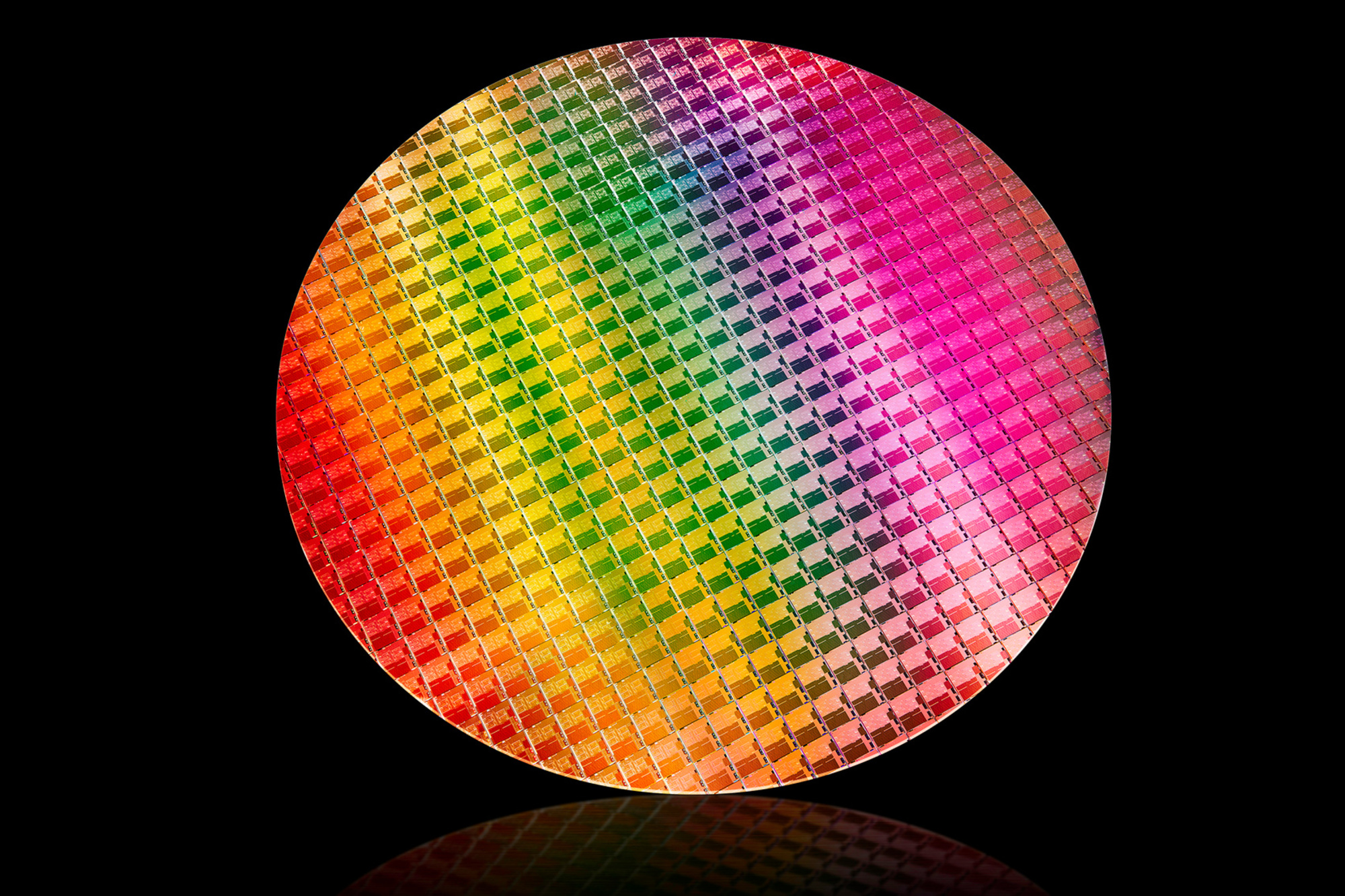 De wafer waaruit de nieuwe chips worden gemaakt., Intel